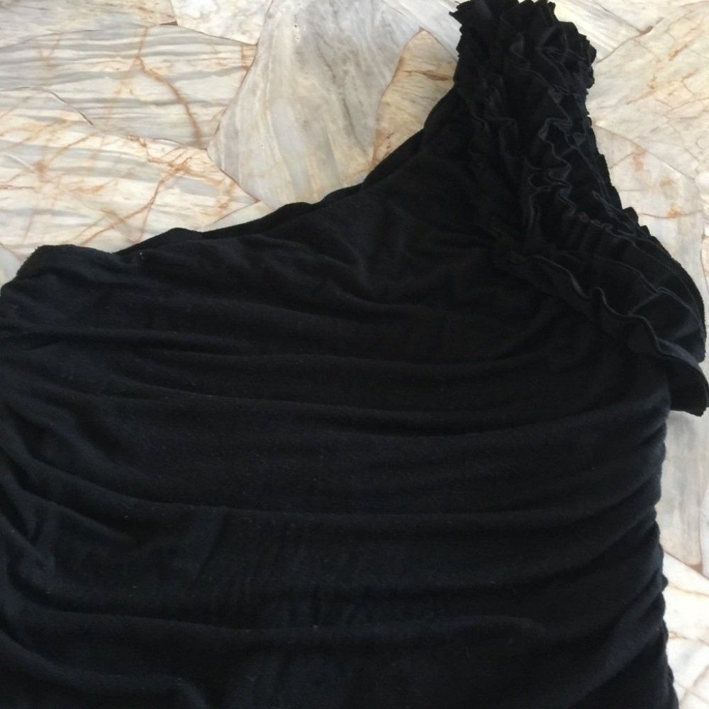 One Shoulder Ruched Slimming Soft Midi Dress - Picture 4 of 4